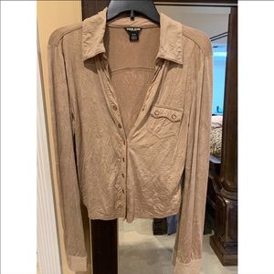 GUESS Tan Button Up Top